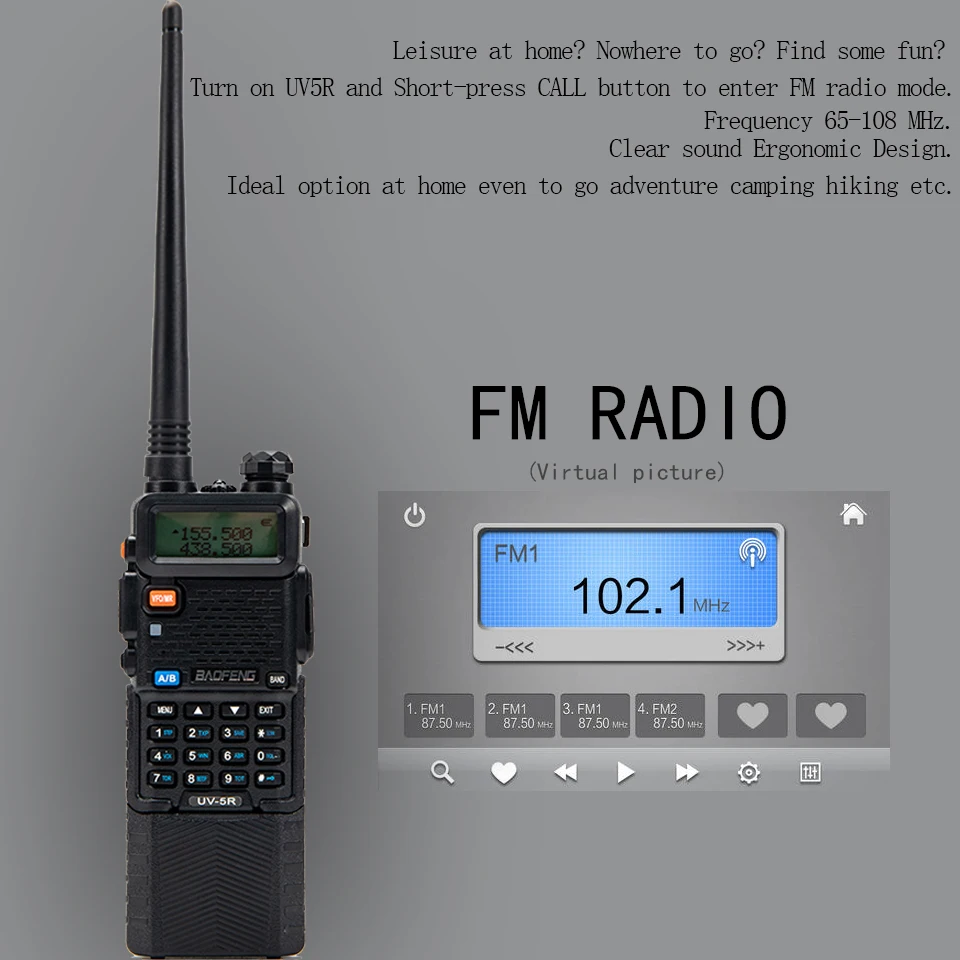 2 way radio Baofeng UV 5R Walkie Talkie Real 5W U/VHF Two-Way Radio Communicador UV5R Portable Ham Dual Band FM Transceiver Amateur 10 50 KM long range walkie talkies 500 miles