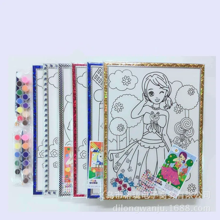 

30 X 40cm with Diamond Digital Oil Painting 8-Color Pigment Children DIY Educational Color Painting Watercolor Painting