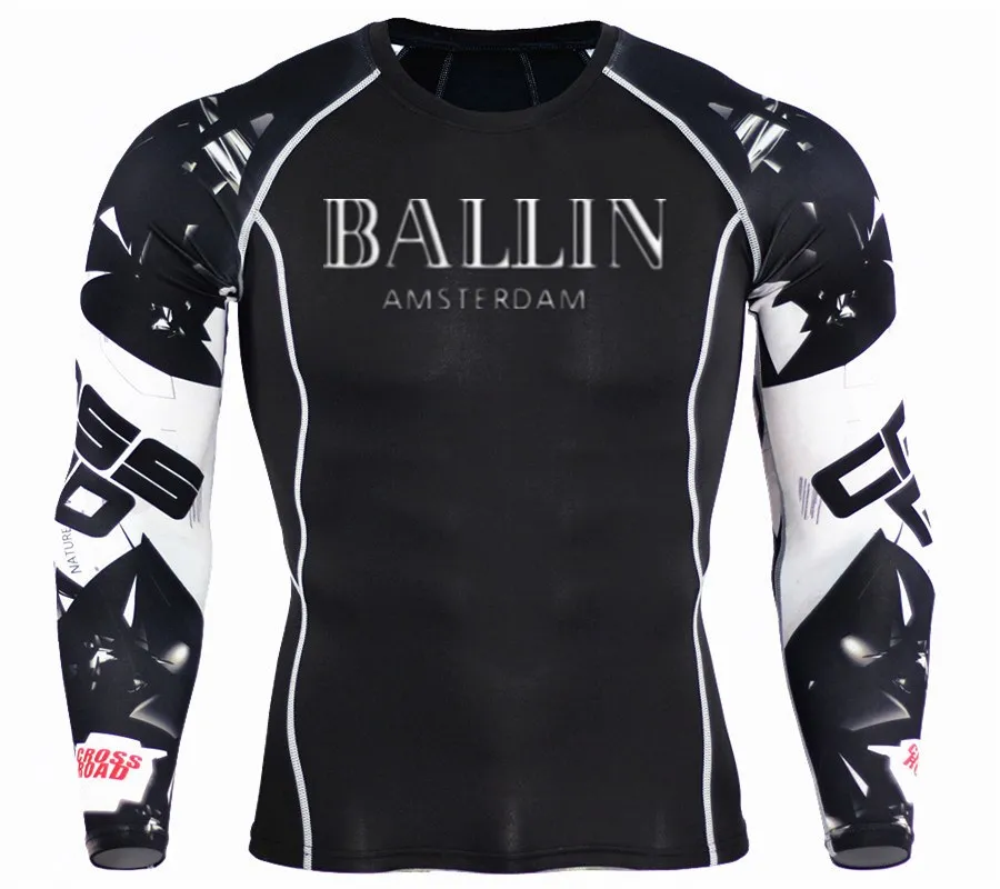 Ballin Amsterdam Denim графический принт для мужчин Фитнес футболка с длинными рукавами