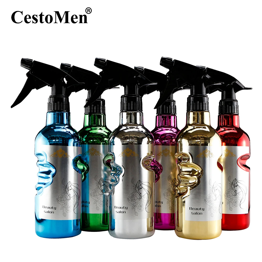 

CestoMen 500ML Hairdressing Spray Bottle Grasp Trace Design Bottles Six Color ABS Barber Accessories Barbershop Watering Can