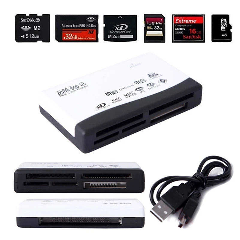 SD MMC XD MS CF MD 메모리 카드 리더, 멀티 인 원 USB 2.0 스..