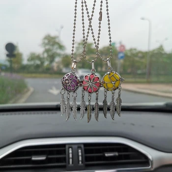 

New Dreamcatcher Car Hanging Pendant Interior Accessories Perfume Aromatherapy Open Lockets Essential Oil Diffuser Air Freshener