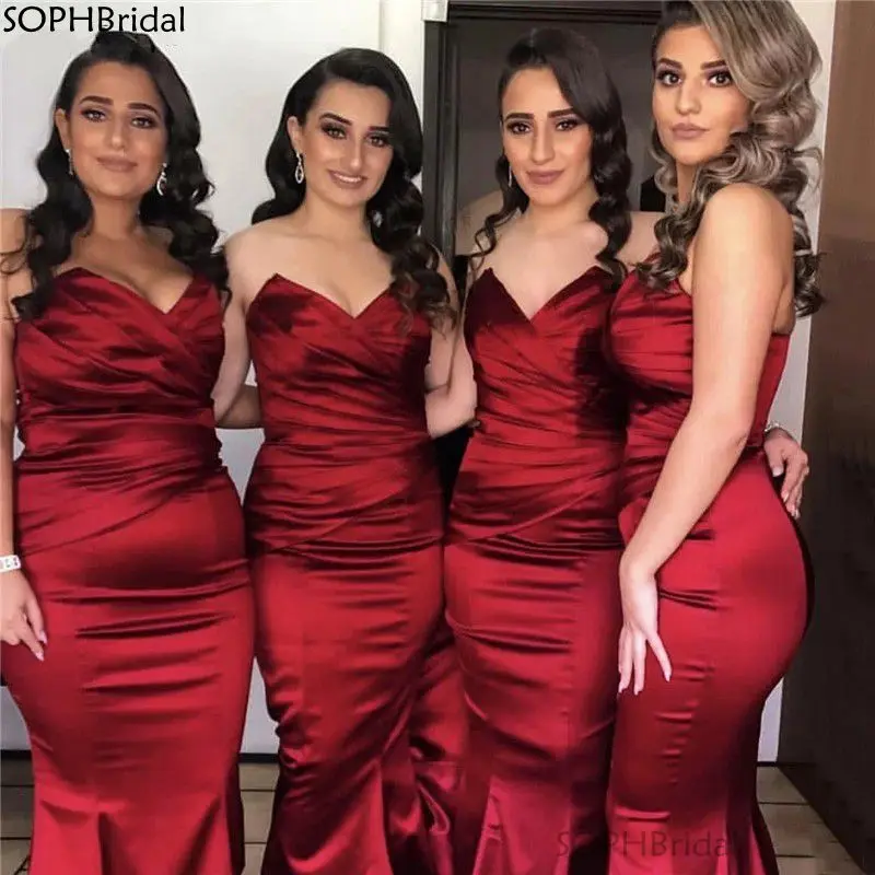 Женское платье-Русалка с открытыми плечами красное простое платье подружки