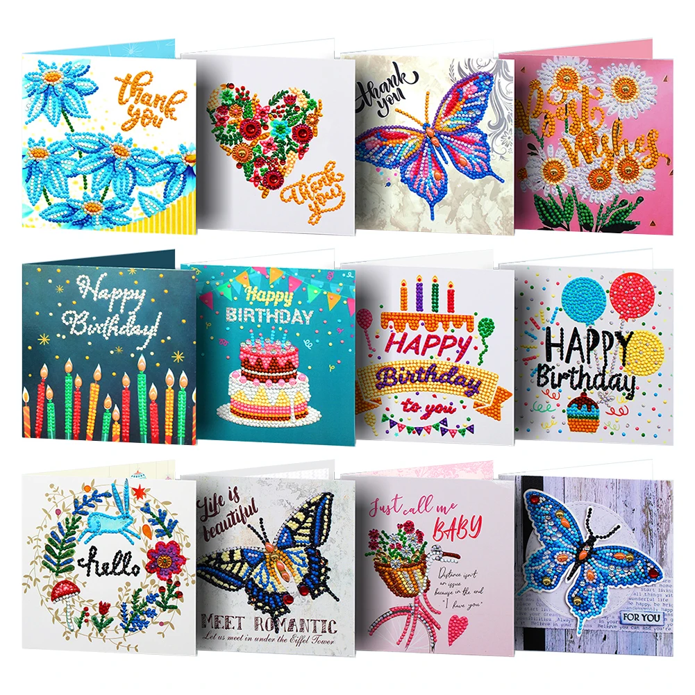  12pcs Special Shaped Diamond Painting Creative Needlework Greeting Cards Hand Crafts Gifts DIY Part - 4000247985936
