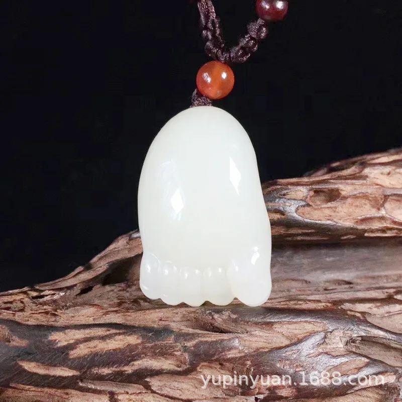 

Natural Jade Xinjiang Hetian Jade Men's Little Feet Pendant Carved White Jade Contentment Jade Pendant Women's Item Jade Pendant