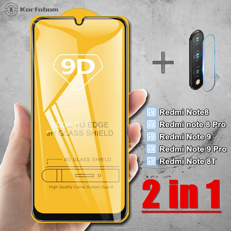 2 в 1 закаленное стекло для Xiaomi Redmi note 8 Pro Полное покрытие redmi note8pro защита экрана mi8