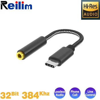 

Usb Type C To 3.5mm HIFI jack DAC Hi-Res Earphone Amplifier Adapter Aux Audio Cable Lossless Sound Quality for Samsung Huawei PC