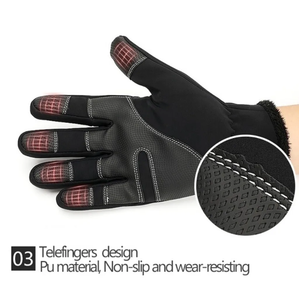 Унисекс Зимние термальные уличные спортивные водонепроницаемые ветрозащитные индукционные перчатки для езды на велосипеде велосипед лыжные перчатки#40
