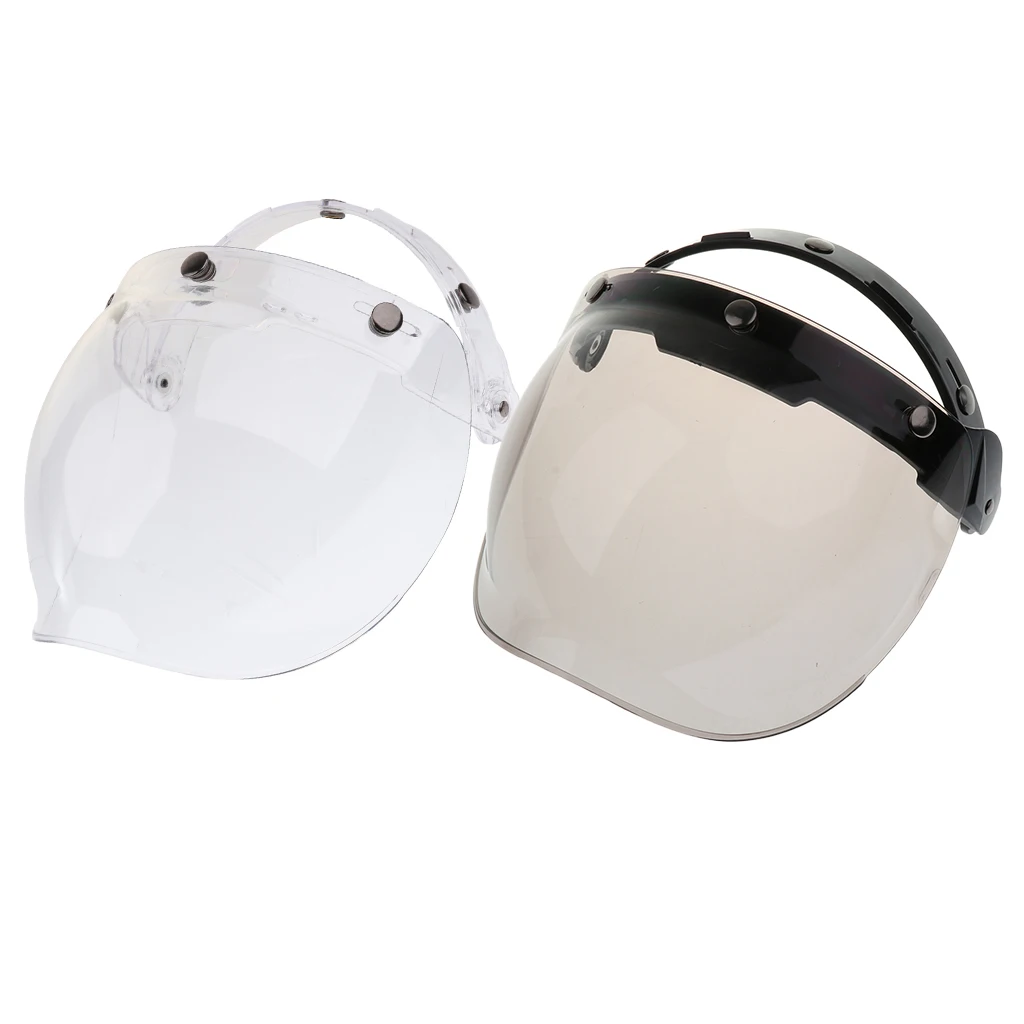 2x 3-Snap Bubble Wind Shield Visor For Universal Motorcycle Helmet
