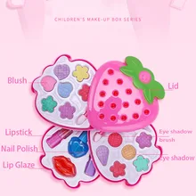 Children Make up Cosmetics Brush Strawberry Makeup Box Toys for Girls Nail Polish Lip Glaze Blush 1(China)