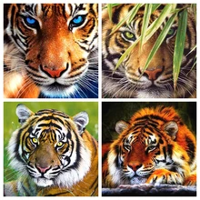 GATYZTORY 5D алмазная живопись Полная площадь DIY домашний декор мозаичные Стразы Картина на холсте с логотипом на заказ Настенная картина тигр посмотрите на вас