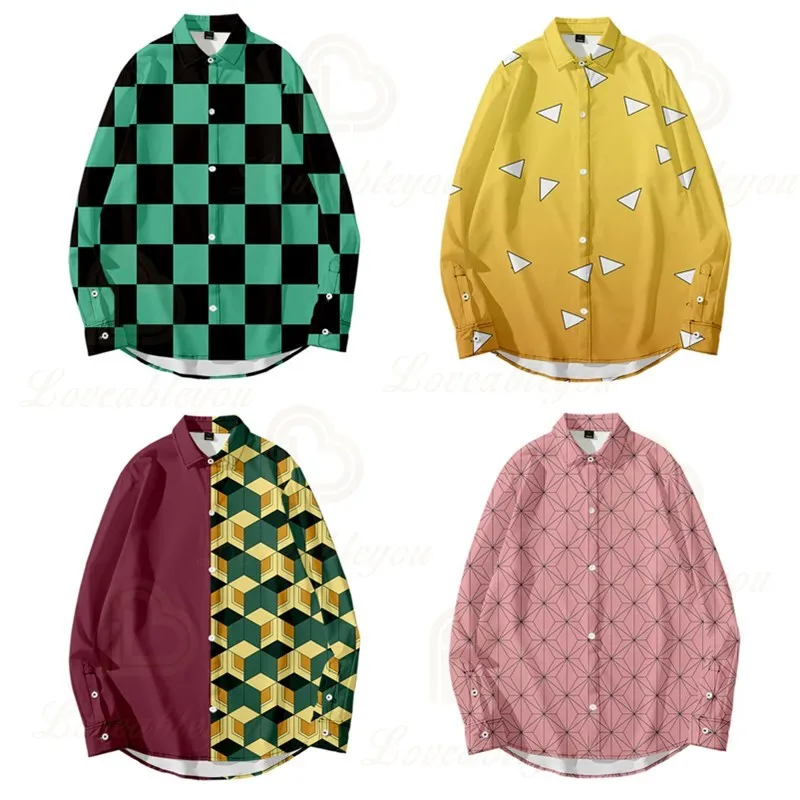 

New Demon Slayer 3D Digital Printing Long-sleeved Shirt Men and Women Trend for Spring Autumn 15-45 Years Old Cosplay Shirt