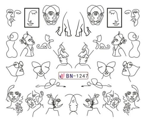 

Nail Sticker Water Decals Art Stickers Tattoo Slider Geometric Girl Face Designs Decorations Manicure Transfer Foil Wraps Polish