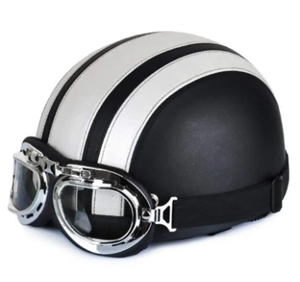 Мотоциклетный шлем унисекс для мужчин и женщин с открытым лицом Половина козырька защитные очки защитный шлем - Цвет: White