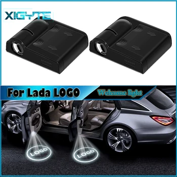 

2 PCS Fashion NEW Car styling Wireless LED Auto Car Door Welcome Logo Light Laser Projector Ghost Lamp For Lada Car Accessories