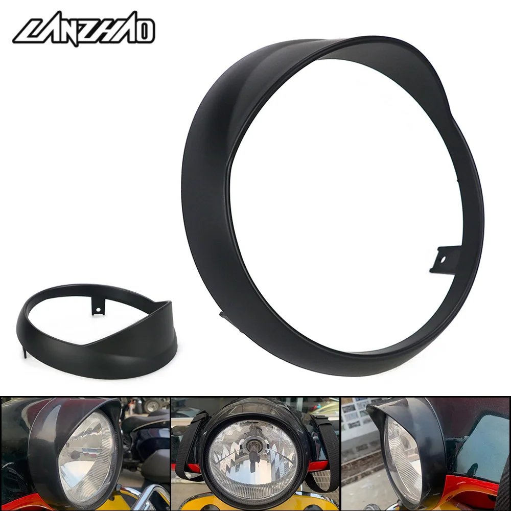Motorcycle Headlight Cover ABS with Light Blocking Brim Black for Vespa