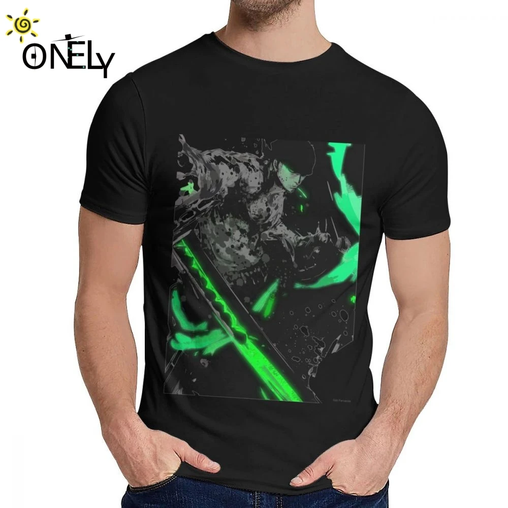 

O-neck Zoro Splash Art One Piece T Shirt Hip Hop For Man 100% Cotton La Camiseta Plus Size