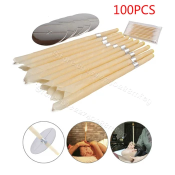 

100X Smoke Free Natural Beewax Ear Candle Ear Waxing Cone Without Pesticide Residue Medical Grade Ear Cleaner Ear Care Tool