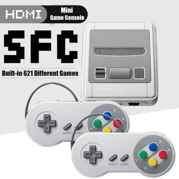 

Genuine Built-in 621 Games SNES SFC TV Video Family HMDI Mini Game Console Game Host Computer With 2 Controllers Gamepads Joypad