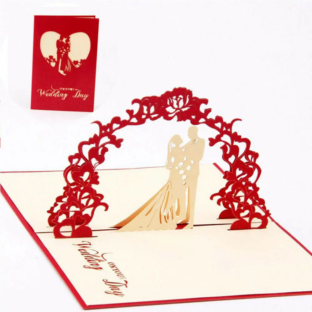 10 шт 3D открыток День рождения Валентина ручной работы поздравительные открытки приглашения любовь подарок Новинка - Цвет: 2