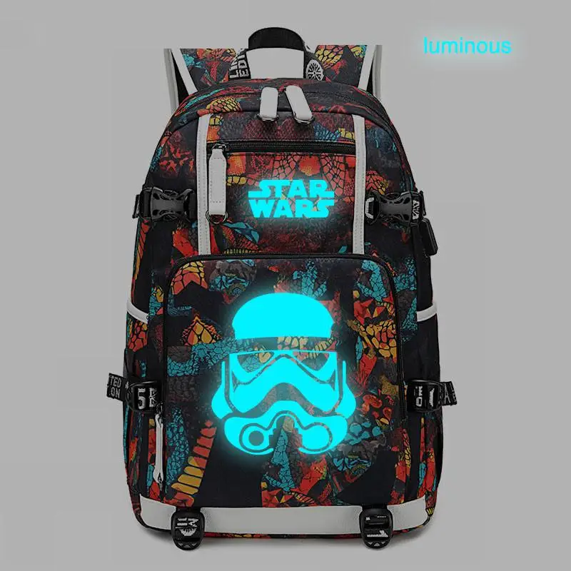 

NEW Star Wars Backpack USB Port Rucksack Bag Snake Pattern School Bags For Teenage Girls travel Laptop Bag