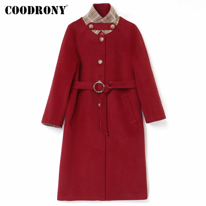 

COODRONY Brand Streetwear Fashion Solid Color Women's Long Windbreaker Korean Style Thick Warm Female Winter Woolen Coats W9026