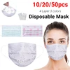 10/30/50PCS Adult Disposable Mask 4 Layer Nonwove Net Yarn Flowers mascarilla Protective Printing Masks Breathable Masque mask 1