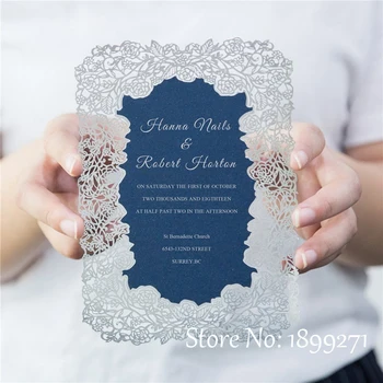 

Silver/gold faire part mariage wedding invitation cards for wedding party invite with envelope and RSVP gift invitation cards