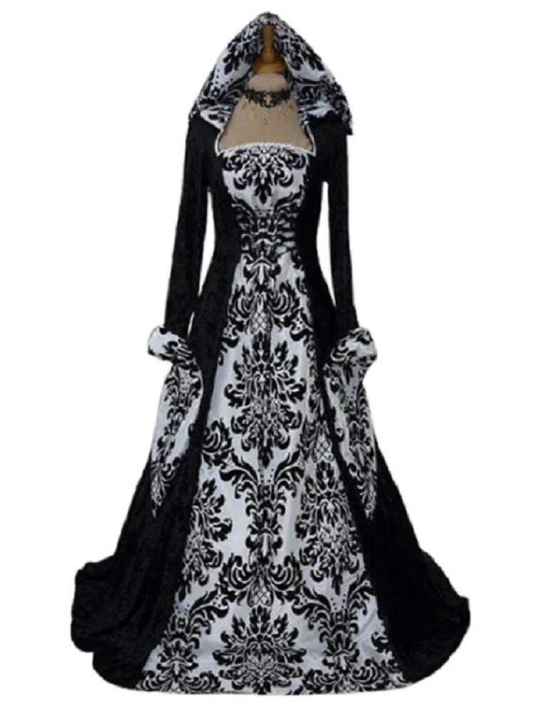 Halloween Costume Wicca Witch Medieval Dress Women Adult Plus Size