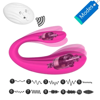 FLXUR 10 Modes Vibrator for Couples G-Spot Stimulate U Type Wireless Silicone Dildo Panties Female Masturbate Sex Toy for Adult 2