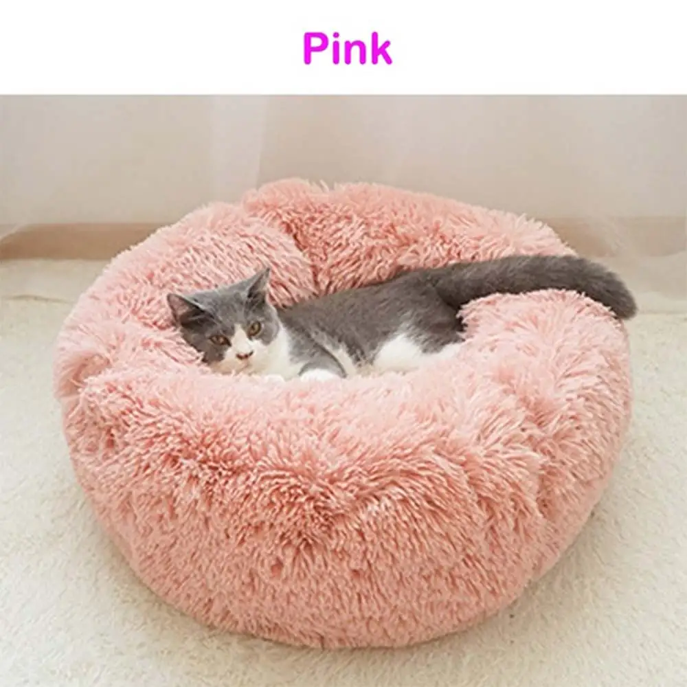 Pink Одеяло для сна для домашних животных, кровать для собак, кошачье гнездо, теплое креативное плюшевое Мягкое Круглое зимнее гнездо для щенка - Цвет: Pink