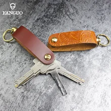  EDC Key Holder Genuine Leather Car Key Pouch Wallet Keychain Collector Housekeeper Pocket Smart Key Ring Organizer 