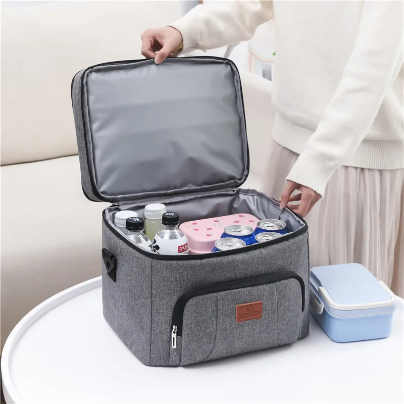 Double Layer Insulated Heat Lunch Bag Food Thermal Bento Bags Oxford Cloth Portable Storage Tote Shoulder Crossbody Handbags lunch bag bento bag