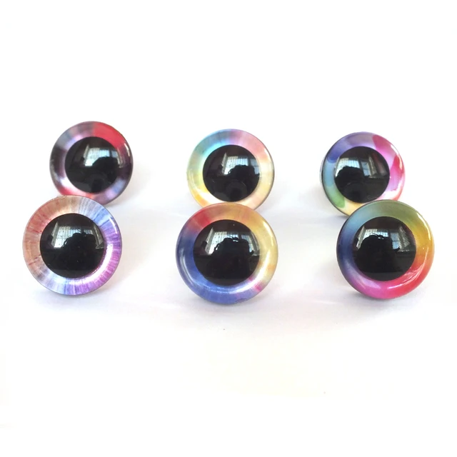 20pcs/lot 3D Findings Stuffed Toys Glitter Safety Eyes Nonwovens Hard  Washer Clear Plush Doll Round Plastic Safety Eyes