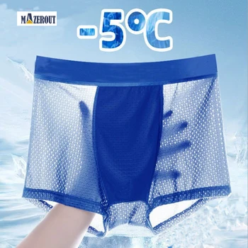 

MAZEROUT 2pcs/lot 4pcs/lot Elastic Male Panties Men's Underwear Boxers Breathable Underpants Comfortable Shorts Mesh Ice-Cool