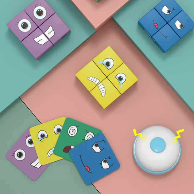 Montessori Expression Face-changing Cube Early Learning Preschool Teaching Intelligence Match Puzzle Wooden Educational Toys Kid 6