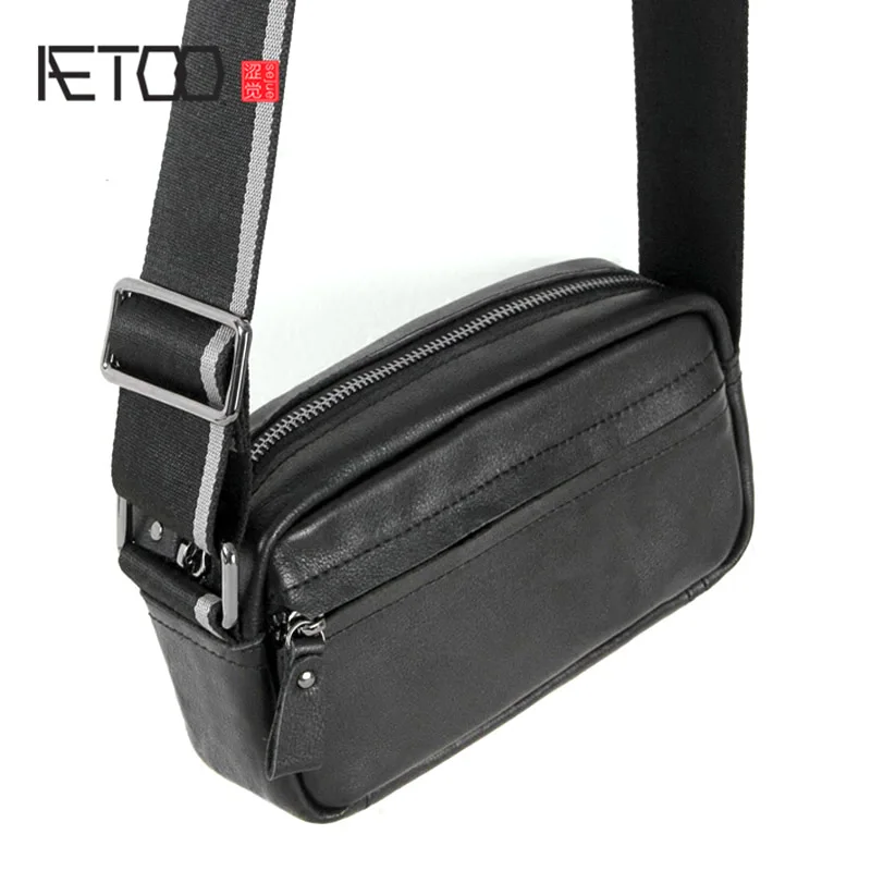 

AETOO Simple head cowhide men's Little Fang Baoquan shoulder strap single shoulder oblique strap female bag mini Bag