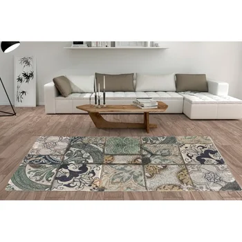

Carpet Living Room Bedroom Modern Washable Cotton Printed Mosaic Mint
