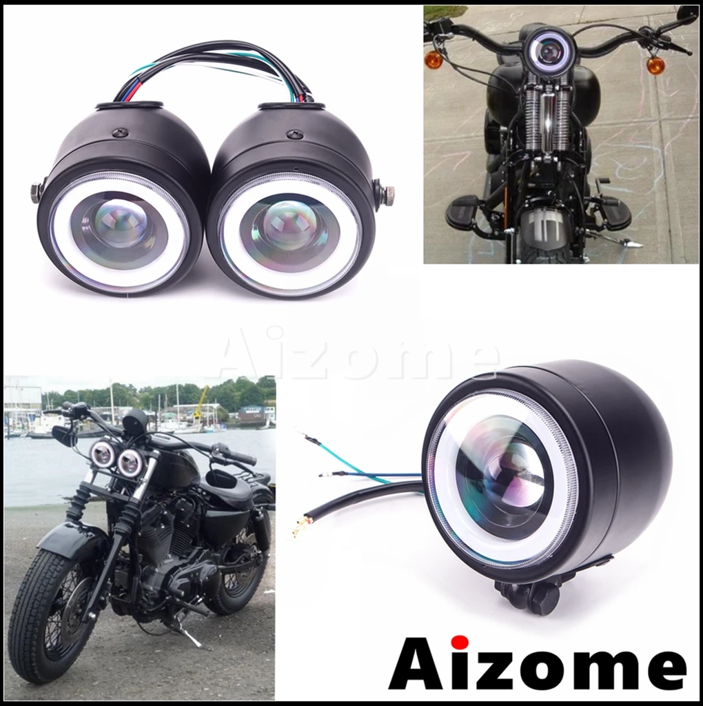 Налобный фонарь для мотоцикла универсальный с двумя светодиодный лампами Harley