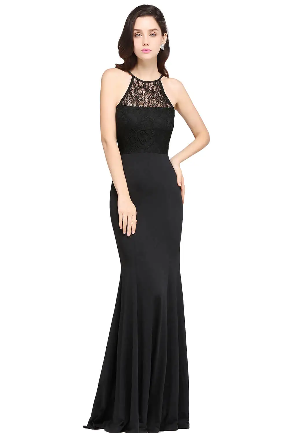Halter 617 black 3 вида стилей Вечерние платья Длинные без рукавов Русалка кружевные платья Длинные женские вечерние платья платье для выпускного вечера - Цвет: Halter 617 black