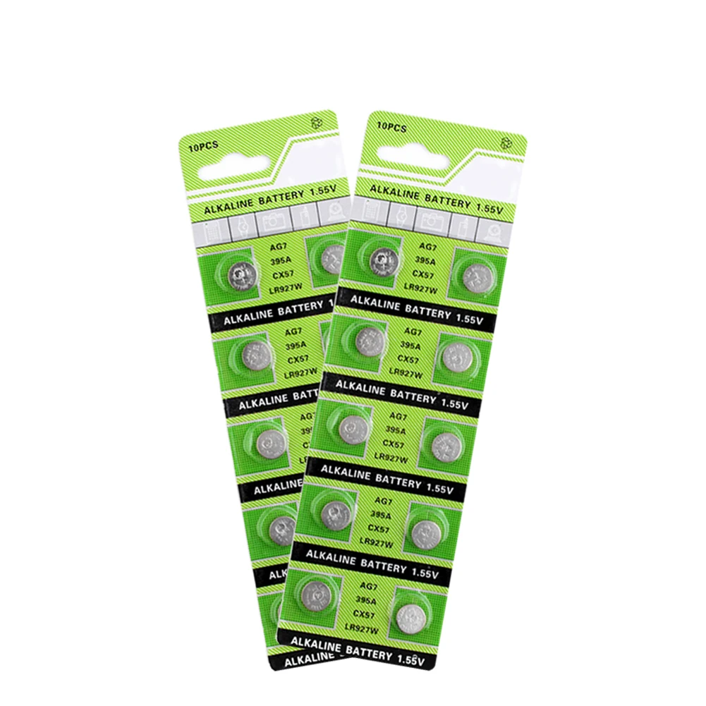 20Pcs/Pack AG7Button 1.55V Batteries LR927 LR57 395A SR927W 399 GR927 Alkaline Battery For Digital Cameras Camcorders Cell Coin