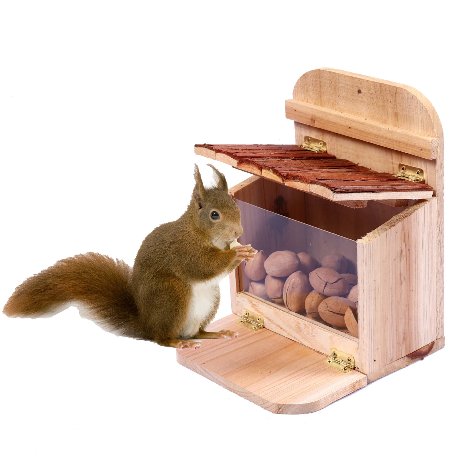 Outdoor Squirrel Feeder Hanging Squirrel Feeding Box Wooden House For Garden Yard Tree Squirrel