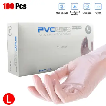 

100pcs/Set Protection Gloves Transparent PVC Vinyl Disposable Gloves Dishwashing Latex Rubber Garden Universal For Home Cleaning