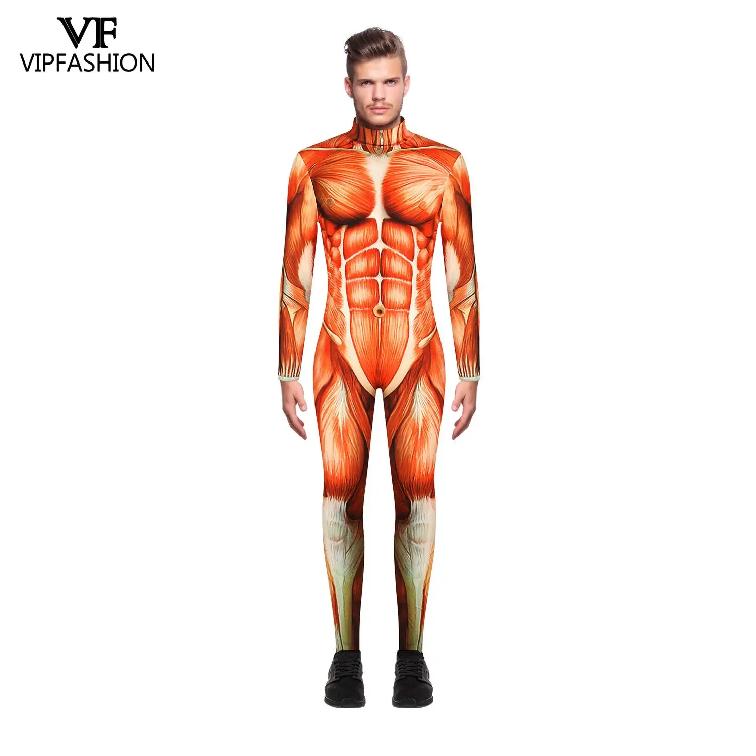 VIP Мода Косплей костюмы на Хэллоуин для мужчин и женщин 3D атака на Титанов аниме напечатанные мускулы Zentai Боди Комбинезоны