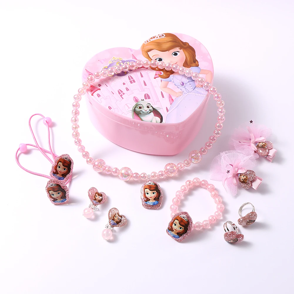 1 комплект, аксессуары с рисунком Минни Маус, Детские волосы для девочек, эластичные резинки для волос, кольцо на палец, ожерелье с коробкой hello kitty