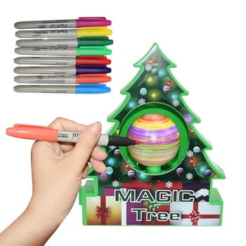 

Besegad Kids Electric Christmas Magic Tree Painting Balls with 8pcs Drawing Marker Pens 3pcs Coloring Balls Xmas Graffiti Toy