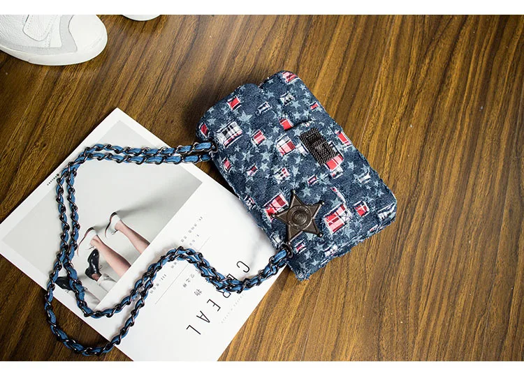 2019 Luxury Star Patchwork Denim Handbags Women Bags Designer Brand Flap Chain Crossbody Bag Female Quilted Jeans Shoulder Bags (5)