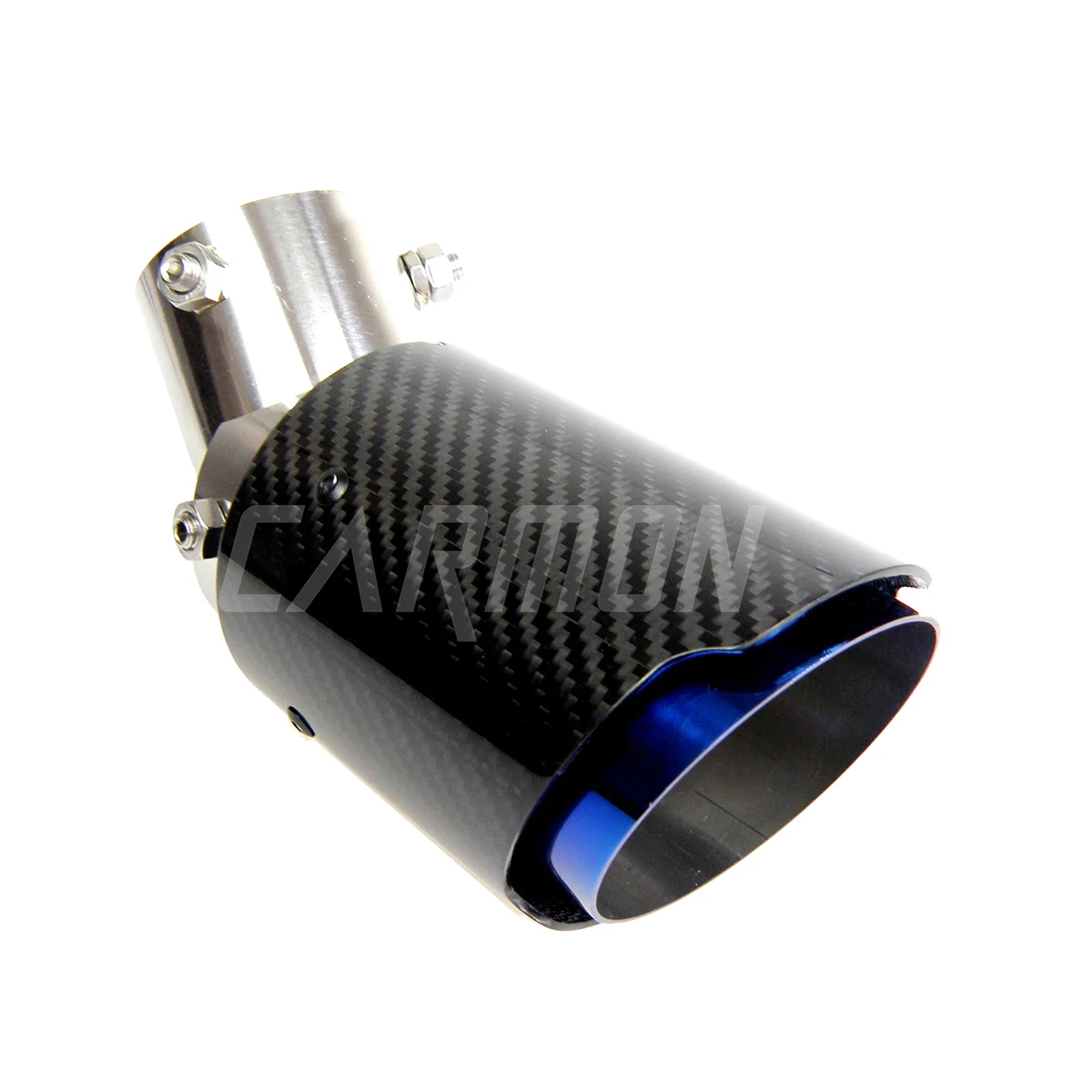 Car Universal No Logo Angle Adjustable Carbon Fibre Exhaust Tip Straight Edge Burnt Blue Carbon Fiber Muffler Tip for Toyota Etc