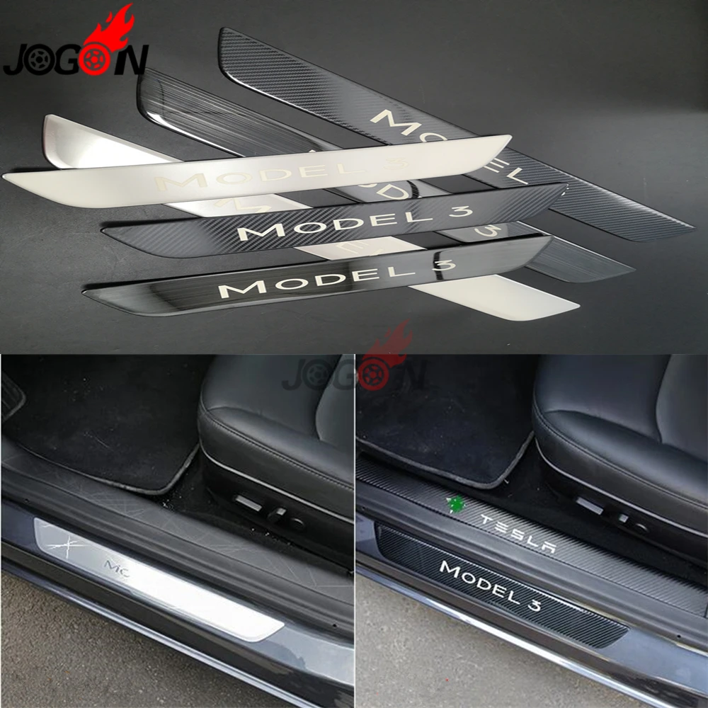 

Stainless Steel Car Exterior Door Sill Plate Threshold Replace Scuff Protector Cover Trim For Tesla Model 3 2017 2018 2019