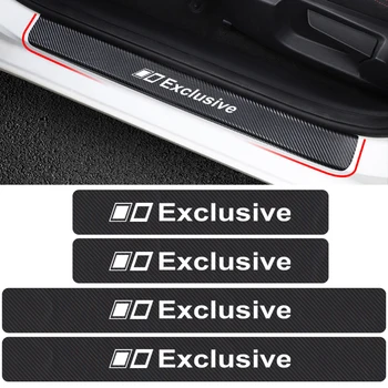 

4pcs Exclusive Custom Emblem Badge Door Sill Scuff Plate Guards Decal Carbon Fiber Car Door Sills Protector Stickers Car Styling